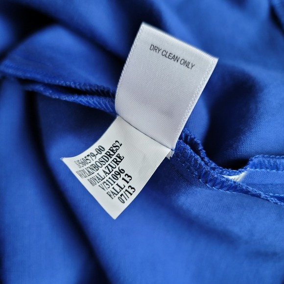 BANANA REPUBLIC Size 4 Blue Ponte Exposed Zipper Cap Sleeve Peplum Sheath Dress - Picture 6 of 8